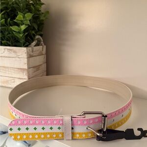 Leather Women’s Multicolor Pink, Yellow, Green & White Studded Belt Size Medium